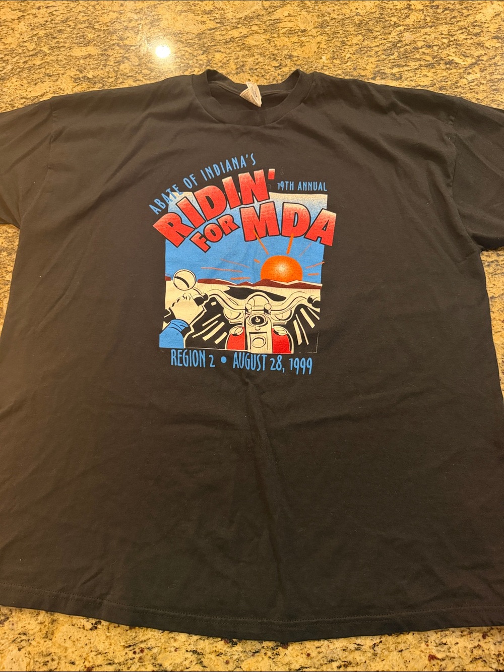 Fruit of the Loom Black 'Ridin' for MDA' Graphic Tee Hobart Indiana Vintage 1999